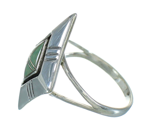 Silver Southwestern Turquoise Inlay Ring Size 8 WX80062